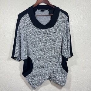Michael Tyler Sweater Med Poncho Layered Asymmetric Lagenlook Artsy Minimalist